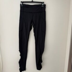 Lululemon Tight Stuff Tight II 25" Black Ruffle Hem Running Leggings Size 4